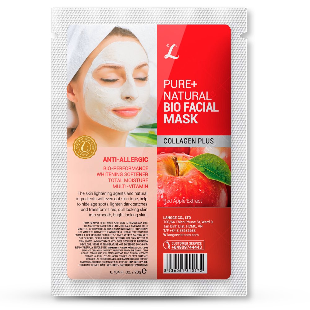 LANGCE - Đắp mặt nạ sinh học dưỡng da giữ ẩm collagen+ chống dị ứng da