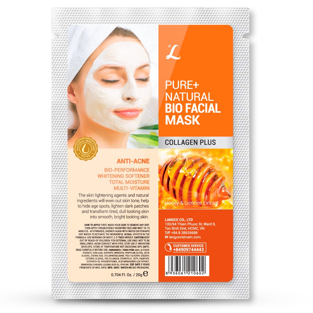 LANGCE - Đắp mặt nạ sinh học dưỡng da giữ ẩm collagen+ kháng viêm ngừa mụn