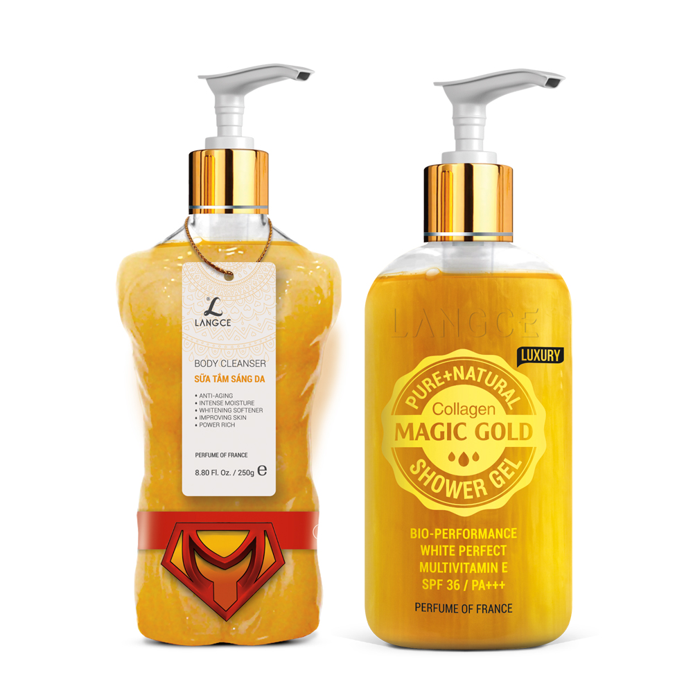 LANGCE - Gel tắm vàng collagen dưỡng da chống nắng